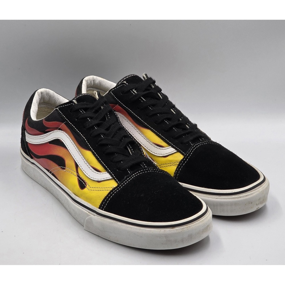 Vans Old Skool Flame Black Red Yellow Skate Shoes Men's 12 Sneaker